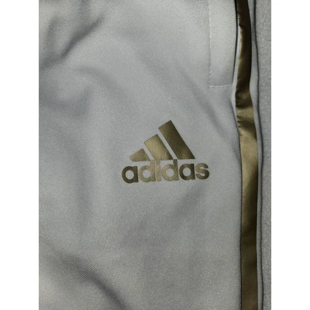 Adidas Climacool White And Gold Metallic Striped Training Pants Size SM